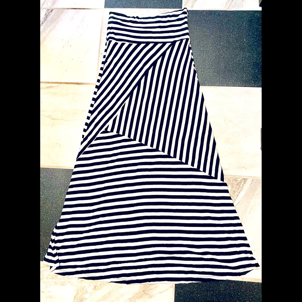 COPY - Black & White Striped Full Length Boho Maxi Skirt.